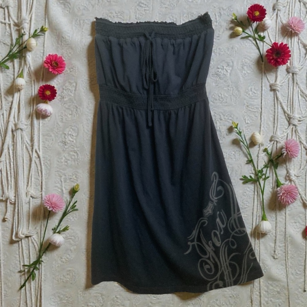 Fox Strapless Dress Size Large, Tie Top, Elastic Waist